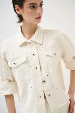 Clearance KIKISIX GIUBBOTTO DENIM CON RICAMO BURRO