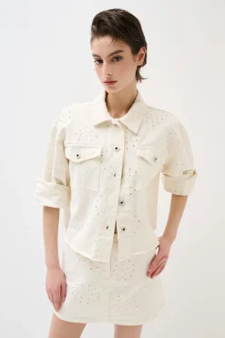 Clearance KIKISIX GIUBBOTTO DENIM CON RICAMO BURRO