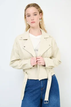 Outlet KIKISIX GIUBBOTTO OVER ECOPELLE BEIGE