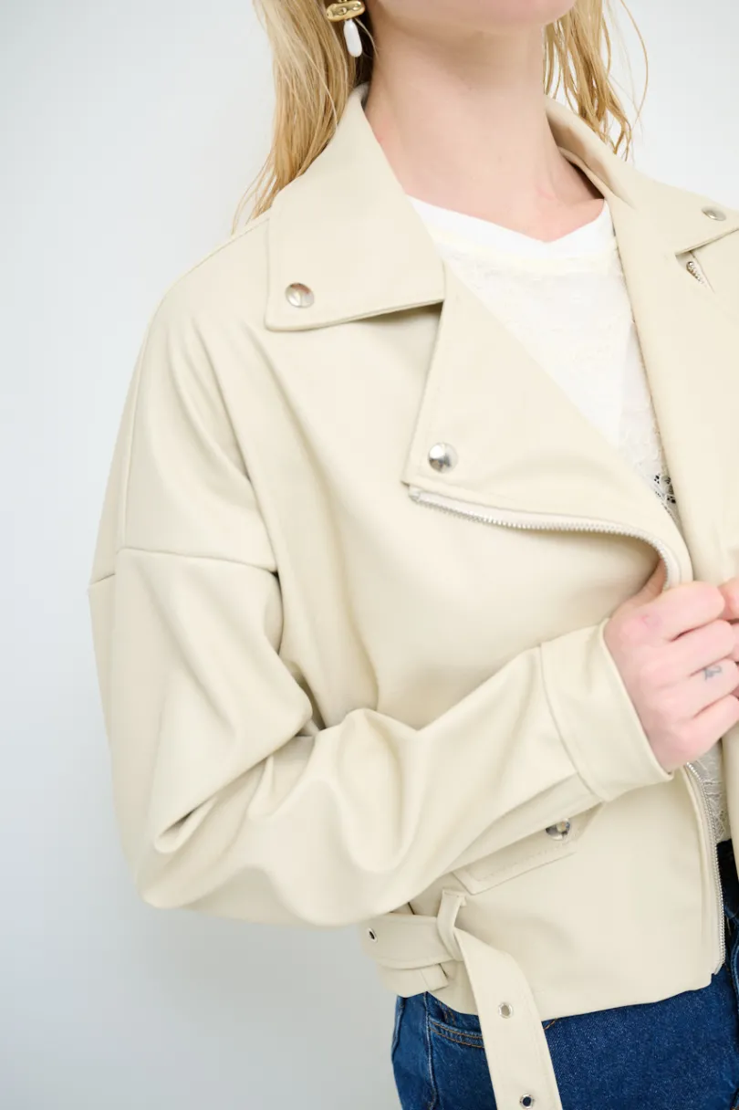 Outlet KIKISIX GIUBBOTTO OVER ECOPELLE BEIGE