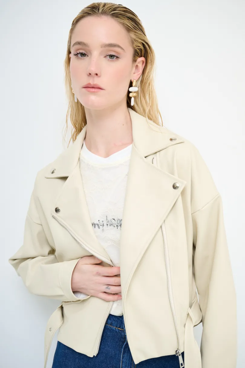 Outlet KIKISIX GIUBBOTTO OVER ECOPELLE BEIGE