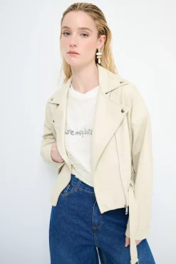 Outlet KIKISIX GIUBBOTTO OVER ECOPELLE BEIGE