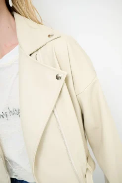 Outlet KIKISIX GIUBBOTTO OVER ECOPELLE BEIGE