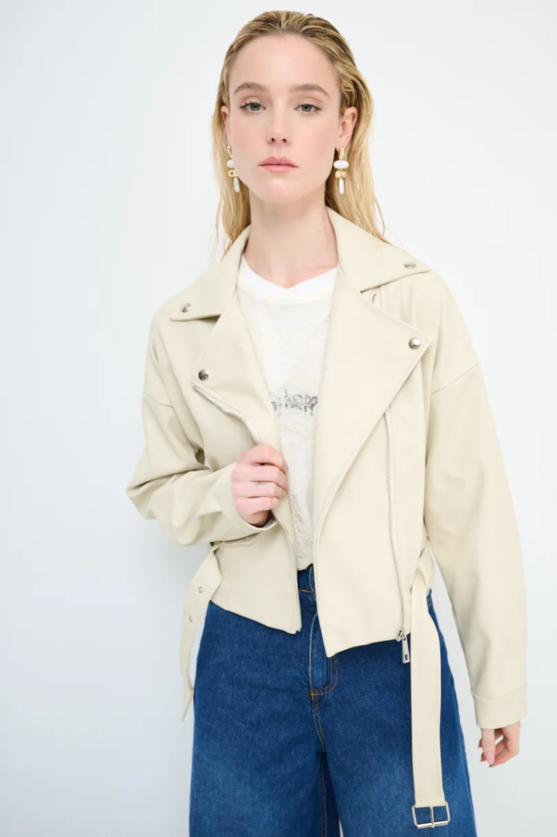 Outlet KIKISIX GIUBBOTTO OVER ECOPELLE BEIGE