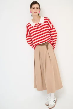 Outlet KIKISIX GONNA CON MAXI PINCE CON CINTURA MOCHA