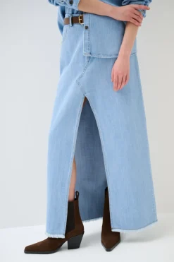 Discount KIKISIX GONNA LUNGA SPACCO DAV.+ CINTURA JEANS