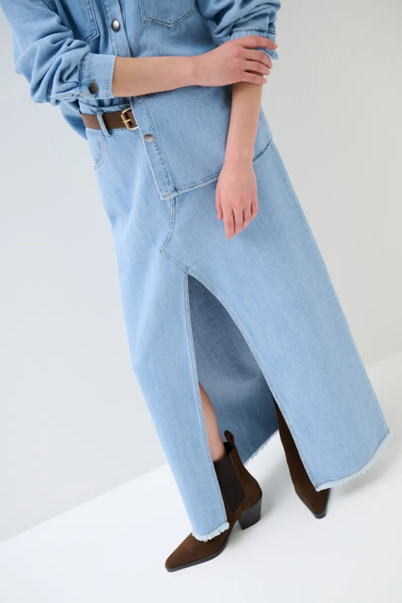 Discount KIKISIX GONNA LUNGA SPACCO DAV.+ CINTURA JEANS