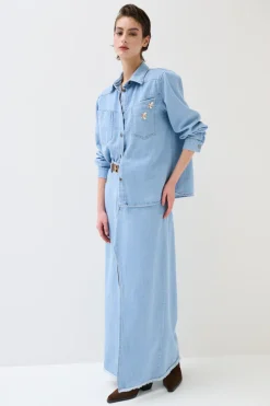 Discount KIKISIX GONNA LUNGA SPACCO DAV.+ CINTURA JEANS