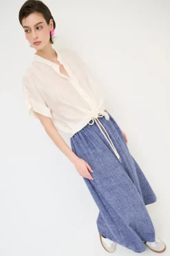 Outlet KIKISIX GONNA LUNGA VISCOSA/LINO CON COULISSE JEANS