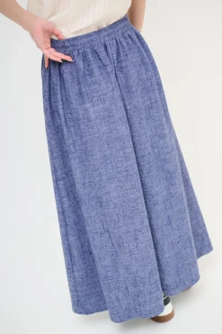 Outlet KIKISIX GONNA LUNGA VISCOSA/LINO CON COULISSE JEANS