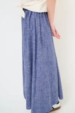 Outlet KIKISIX GONNA LUNGA VISCOSA/LINO CON COULISSE JEANS