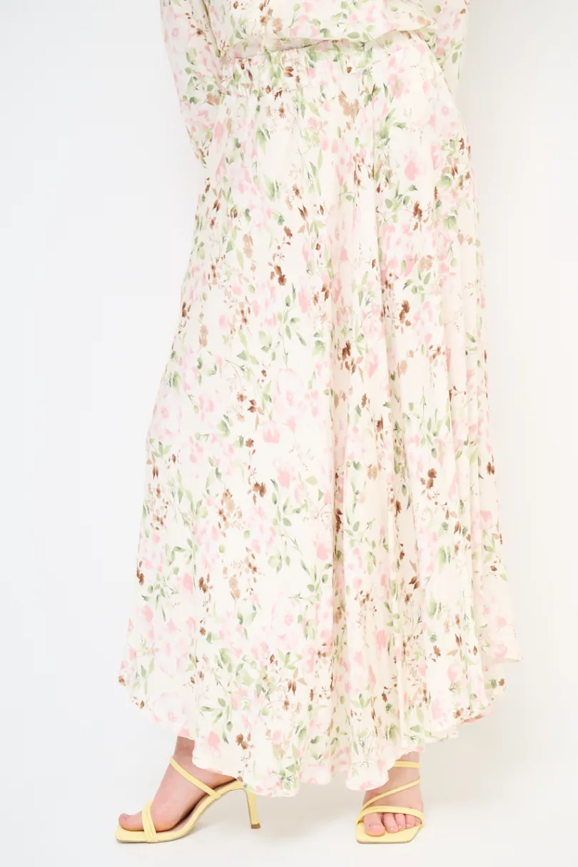 Best KIKISIX GONNA MIDI A RUOTA STAMPA RASO ROSA