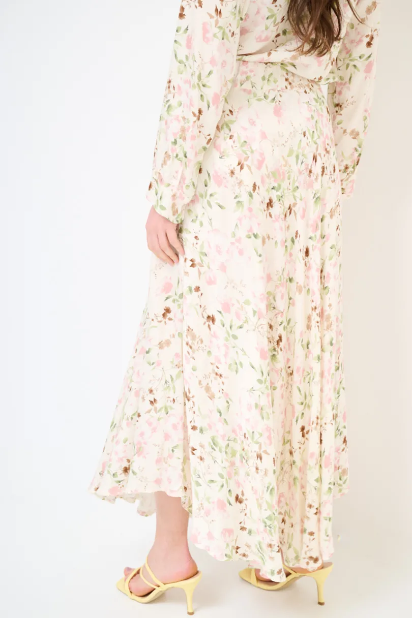 Best KIKISIX GONNA MIDI A RUOTA STAMPA RASO ROSA