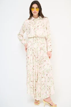 Best KIKISIX GONNA MIDI A RUOTA STAMPA RASO ROSA