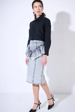 Outlet KIKISIX GONNA MIDI CON  GALE TAGLIO VIVO GRIGIO