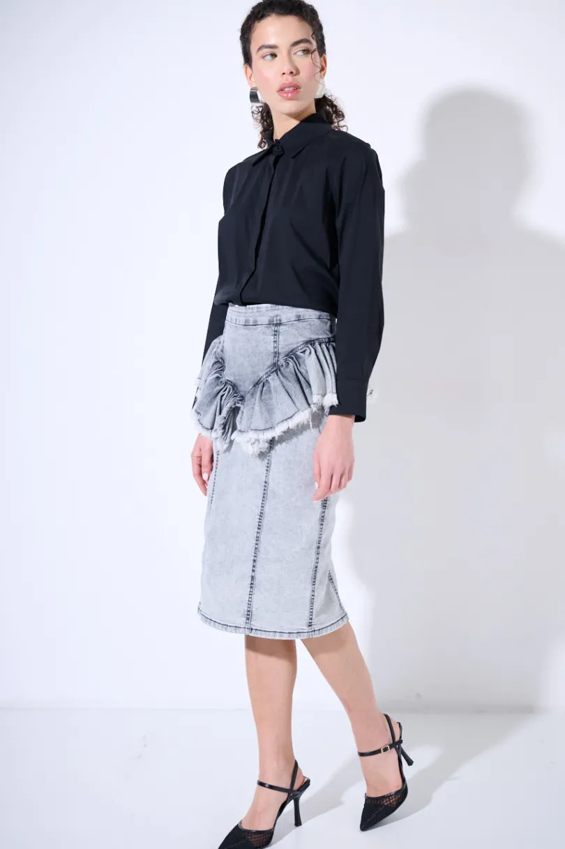 Outlet KIKISIX GONNA MIDI CON  GALE TAGLIO VIVO GRIGIO