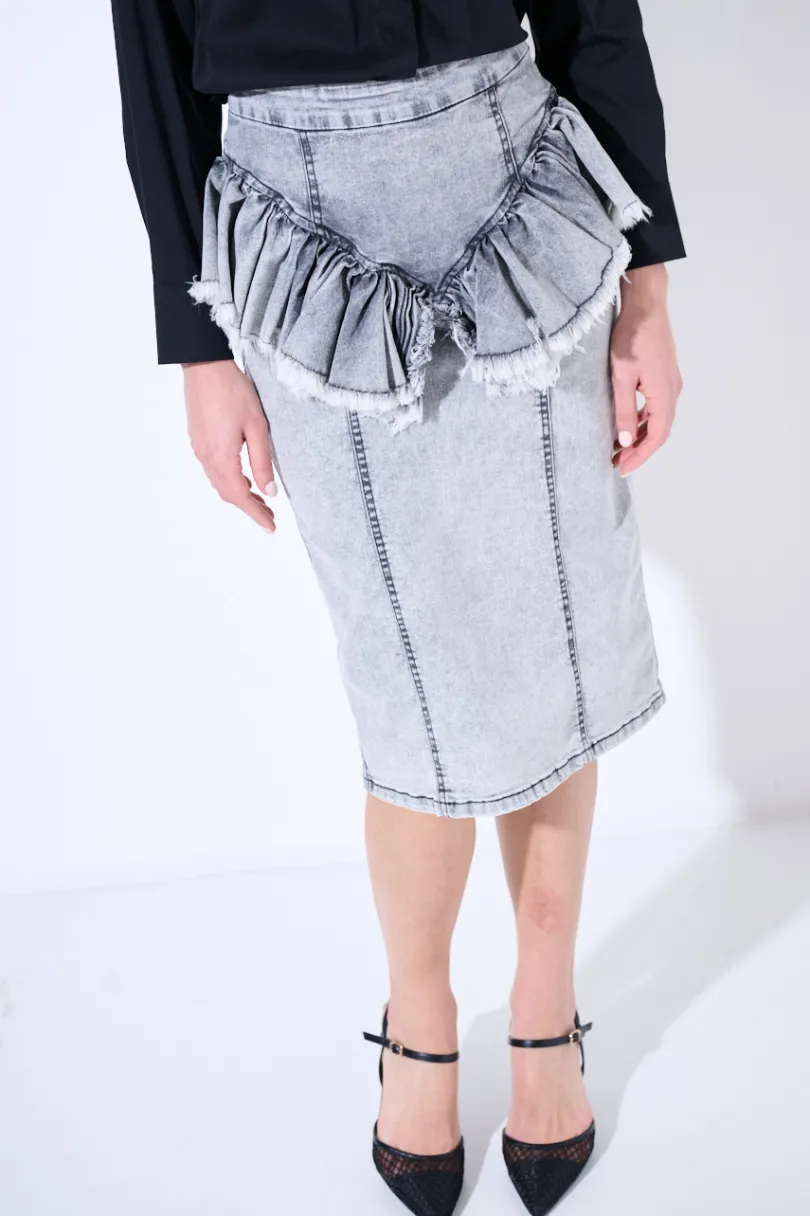 Outlet KIKISIX GONNA MIDI CON  GALE TAGLIO VIVO GRIGIO