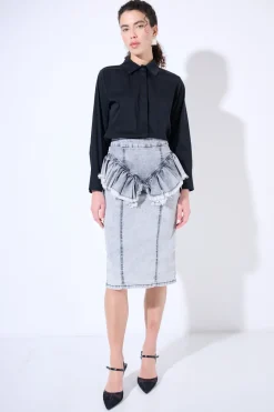 Outlet KIKISIX GONNA MIDI CON  GALE TAGLIO VIVO GRIGIO