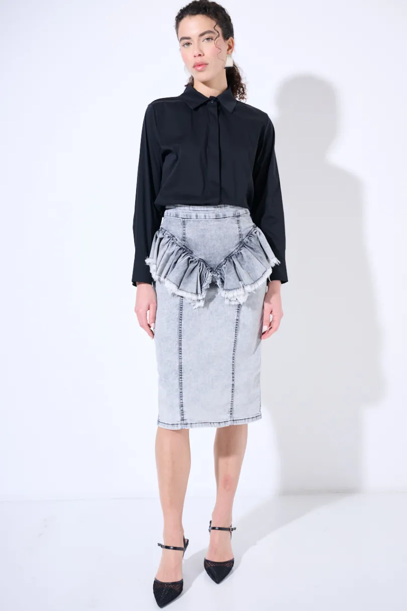 Outlet KIKISIX GONNA MIDI CON  GALE TAGLIO VIVO GRIGIO