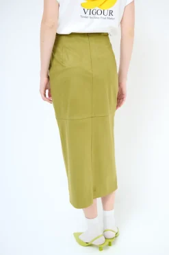 Sale KIKISIX GONNA MIDI DAINETTO SPACCO DAVANTI OLIVA