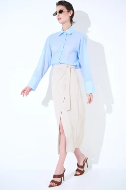 Outlet KIKISIX GONNA MIDI PORTAFOGLIO CON NODO BEIGE