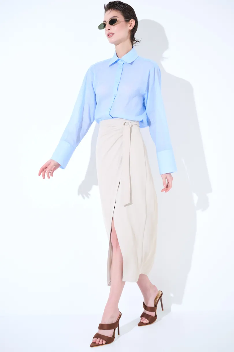 Outlet KIKISIX GONNA MIDI PORTAFOGLIO CON NODO BEIGE