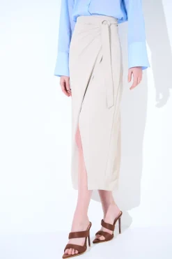 Outlet KIKISIX GONNA MIDI PORTAFOGLIO CON NODO BEIGE