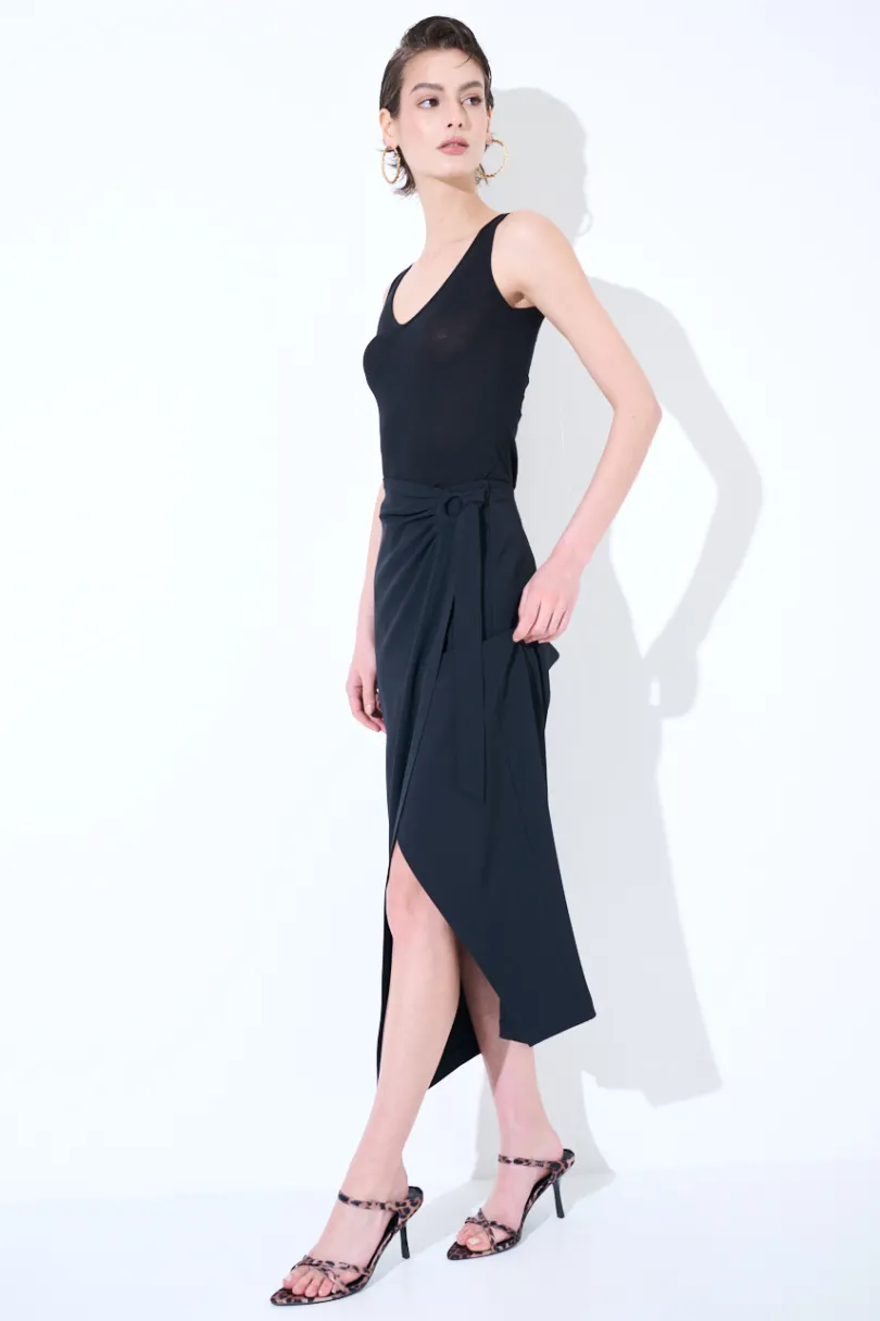 Online KIKISIX GONNA MIDI PORTAFOGLIO CON NODO NERO