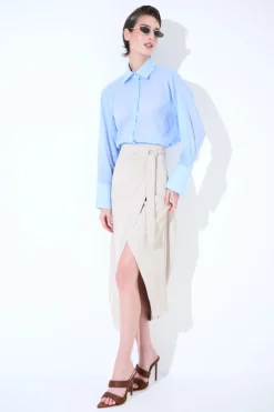 Outlet KIKISIX GONNA MIDI PORTAFOGLIO CON NODO BEIGE