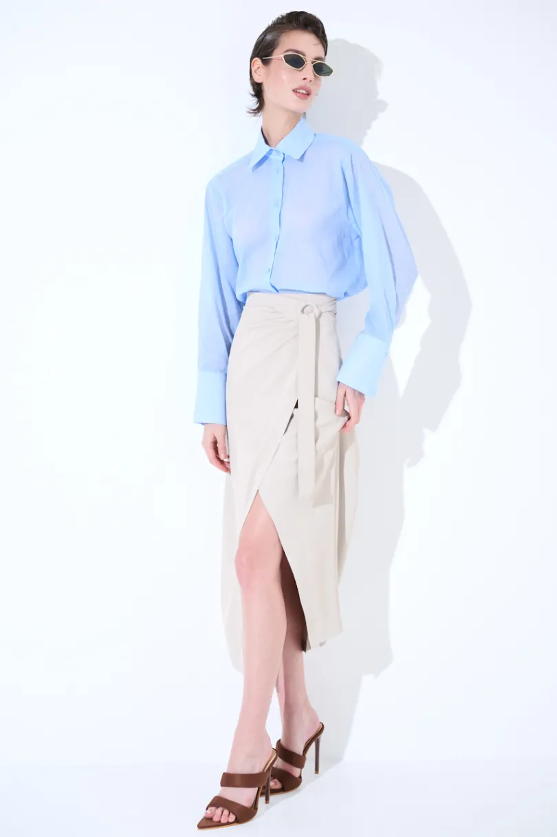 Outlet KIKISIX GONNA MIDI PORTAFOGLIO CON NODO BEIGE