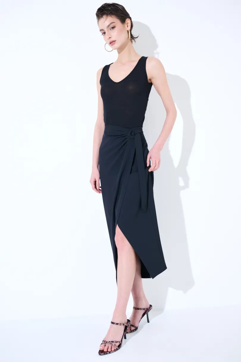 Online KIKISIX GONNA MIDI PORTAFOGLIO CON NODO NERO