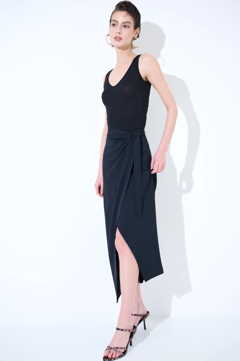 Online KIKISIX GONNA MIDI PORTAFOGLIO CON NODO NERO