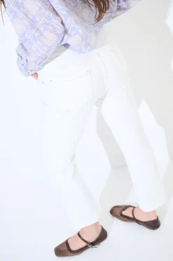 Online KIKISIX JEANS CROP IMPUNTURE TABACCO CON SPACCO BIANCO