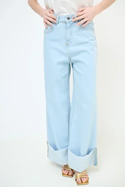 Online KIKISIX JEANS DRITTO CON RISVOLTO BLU CHIARO