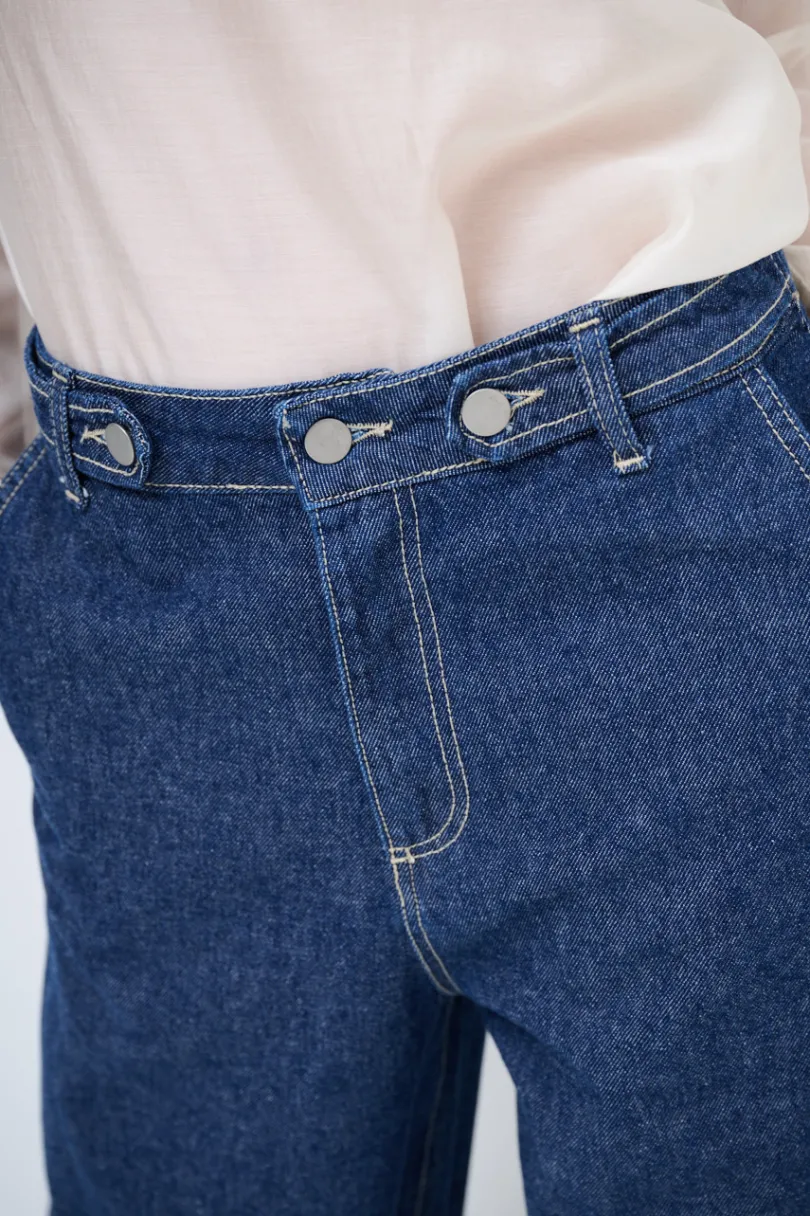 Outlet KIKISIX JEANS LARGO CON IMPUNTURE CHIARE JEANS