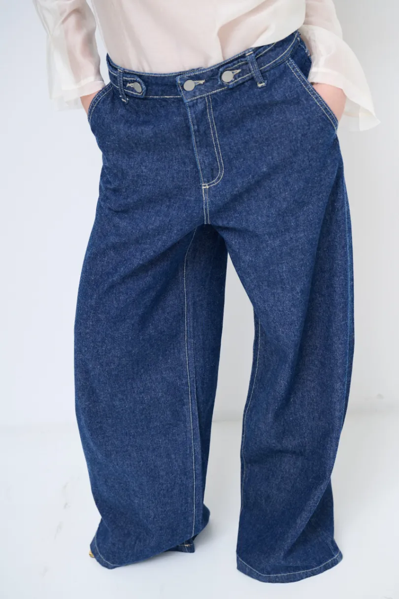 Outlet KIKISIX JEANS LARGO CON IMPUNTURE CHIARE JEANS