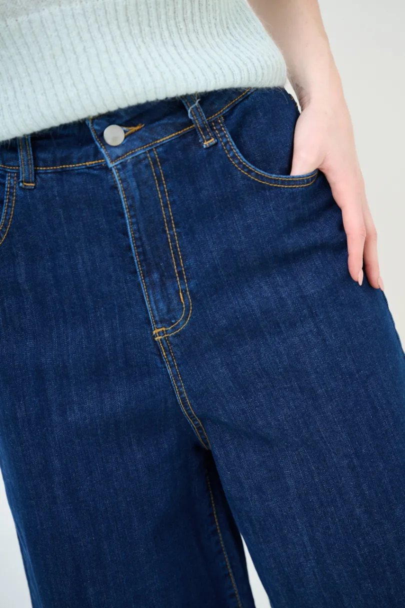 Best KIKISIX JEANS LARGO TAGLIO VIVO SCURO