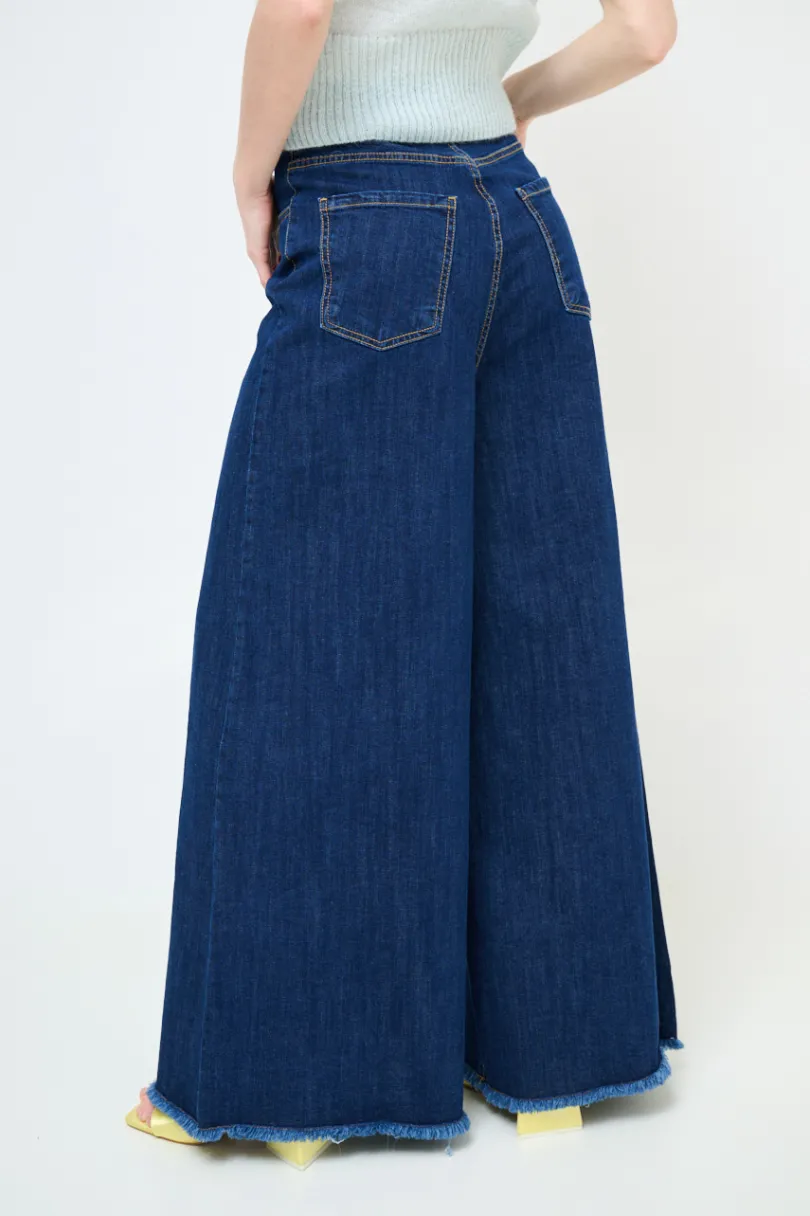 Best KIKISIX JEANS LARGO TAGLIO VIVO SCURO