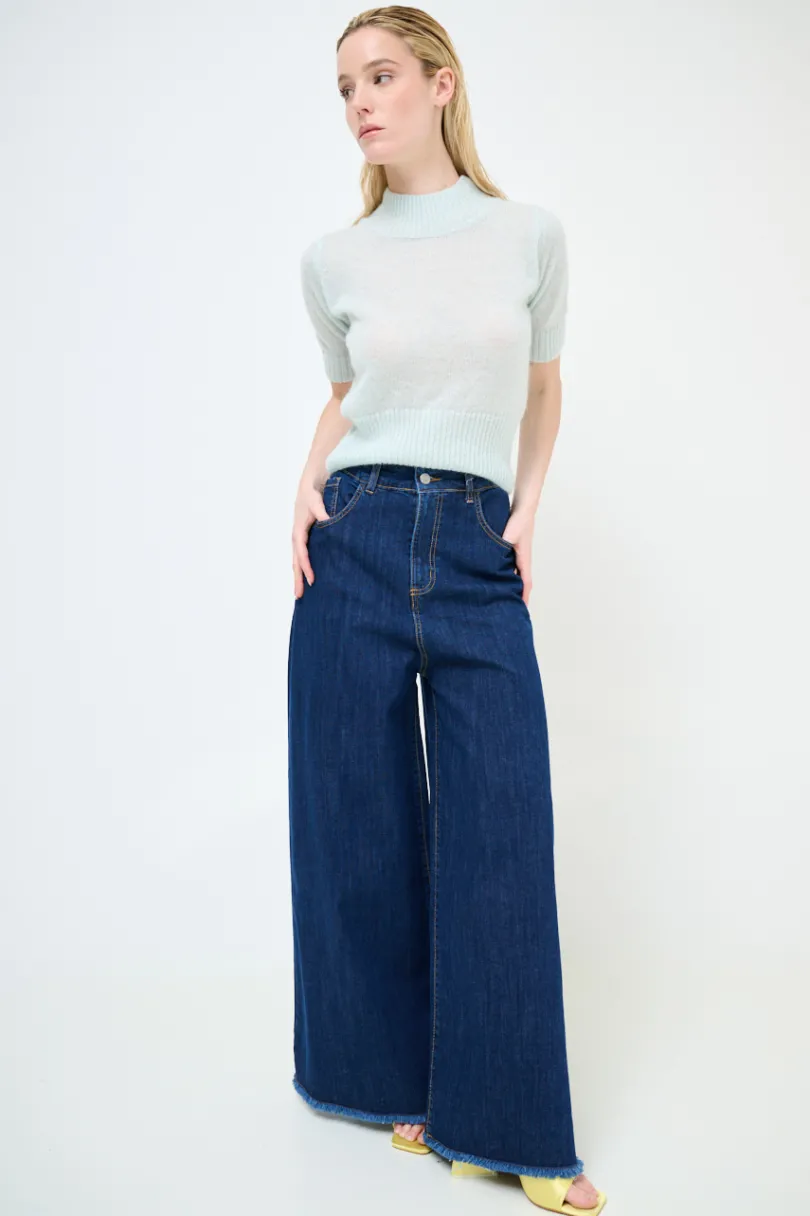 Best KIKISIX JEANS LARGO TAGLIO VIVO SCURO