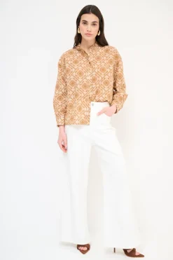 Best KIKISIX JEANS LARGO VITA ALTA BIANCO