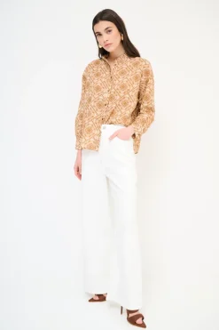 Best KIKISIX JEANS LARGO VITA ALTA BIANCO