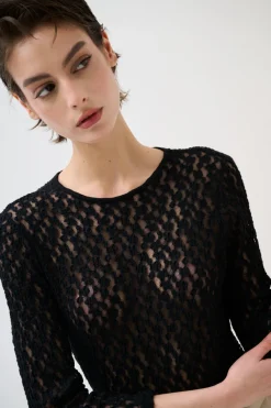 Clearance KIKISIX MAGLIA BODY MANICA 3/4 NERO