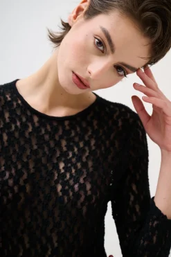 Clearance KIKISIX MAGLIA BODY MANICA 3/4 NERO