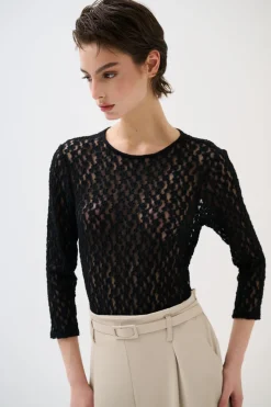 Clearance KIKISIX MAGLIA BODY MANICA 3/4 NERO