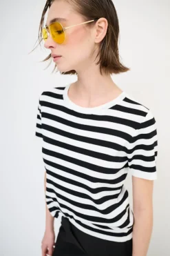 Clearance KIKISIX MAGLIA MEZZA MANICA RIGA PANNA