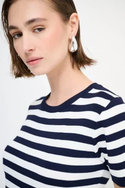 Online KIKISIX MAGLIA MEZZA MANICA RIGA BLU