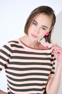 Clearance KIKISIX MAGLIA MEZZA MANICA RIGA ROSA