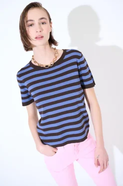 Clearance KIKISIX MAGLIA MEZZA MANICA RIGA MORO