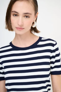 Online KIKISIX MAGLIA MEZZA MANICA RIGA BLU