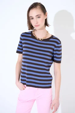 Clearance KIKISIX MAGLIA MEZZA MANICA RIGA MORO